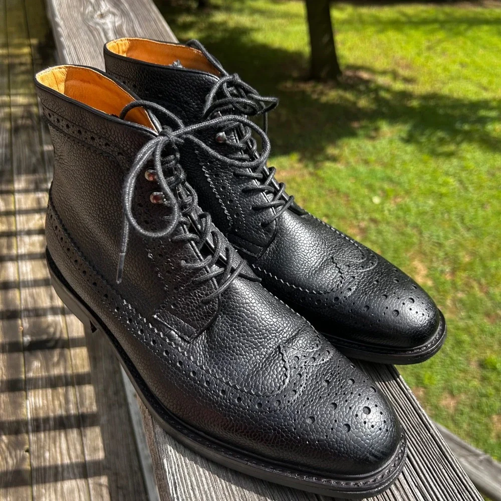 Aldo Larewiel Dress Boot Wingtip 12 Black Dark Academia Heritage Core Brogue